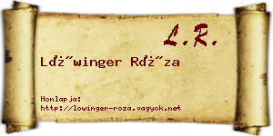 Lőwinger Róza névjegykártya